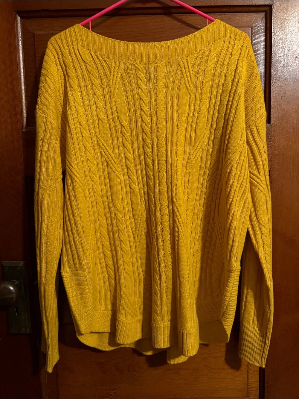Lee Women's Cable Knit Off-the-Shoulder Sweater - Mustard